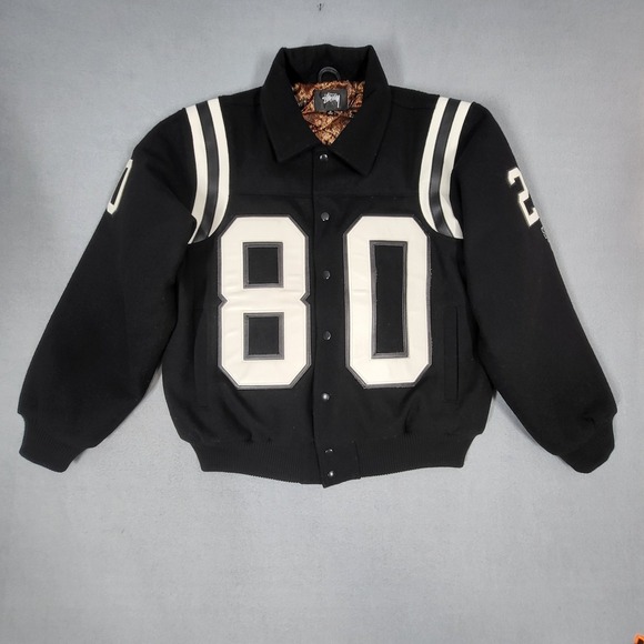 Stussy Varsity Jacket Mens Medium 80 Patch Wool Blend Bomber College Style - Picture 1 of 13